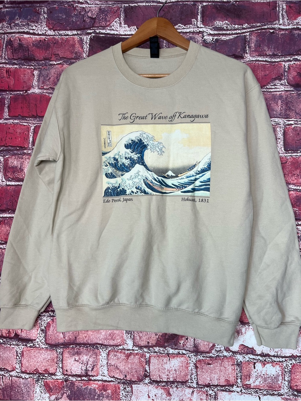 Gildan Heavy Blend The Great Wave off Kanagawa Art Graphic Sweatshirt S